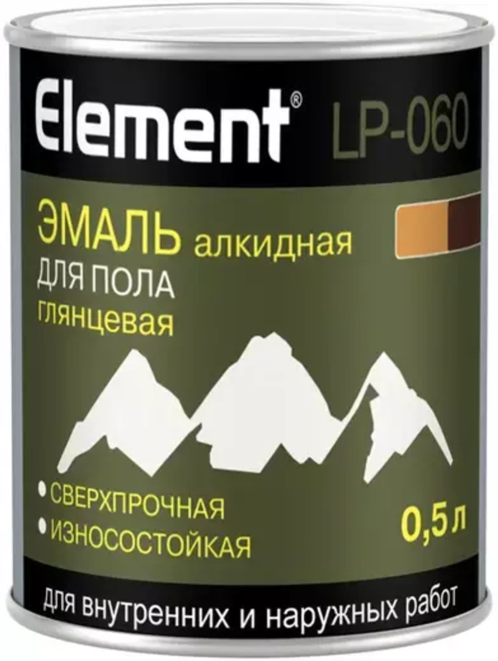 Эмаль Alpa Element LP-060 алкидная для пола глянцевая красно-коричневая 0,5 л