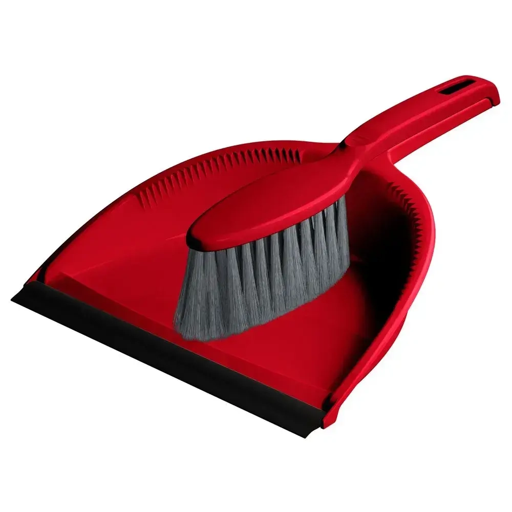 Комплект щетка-сметка "Rimo" с круглым совком с кромкой (красный) (комплект 14 шт)