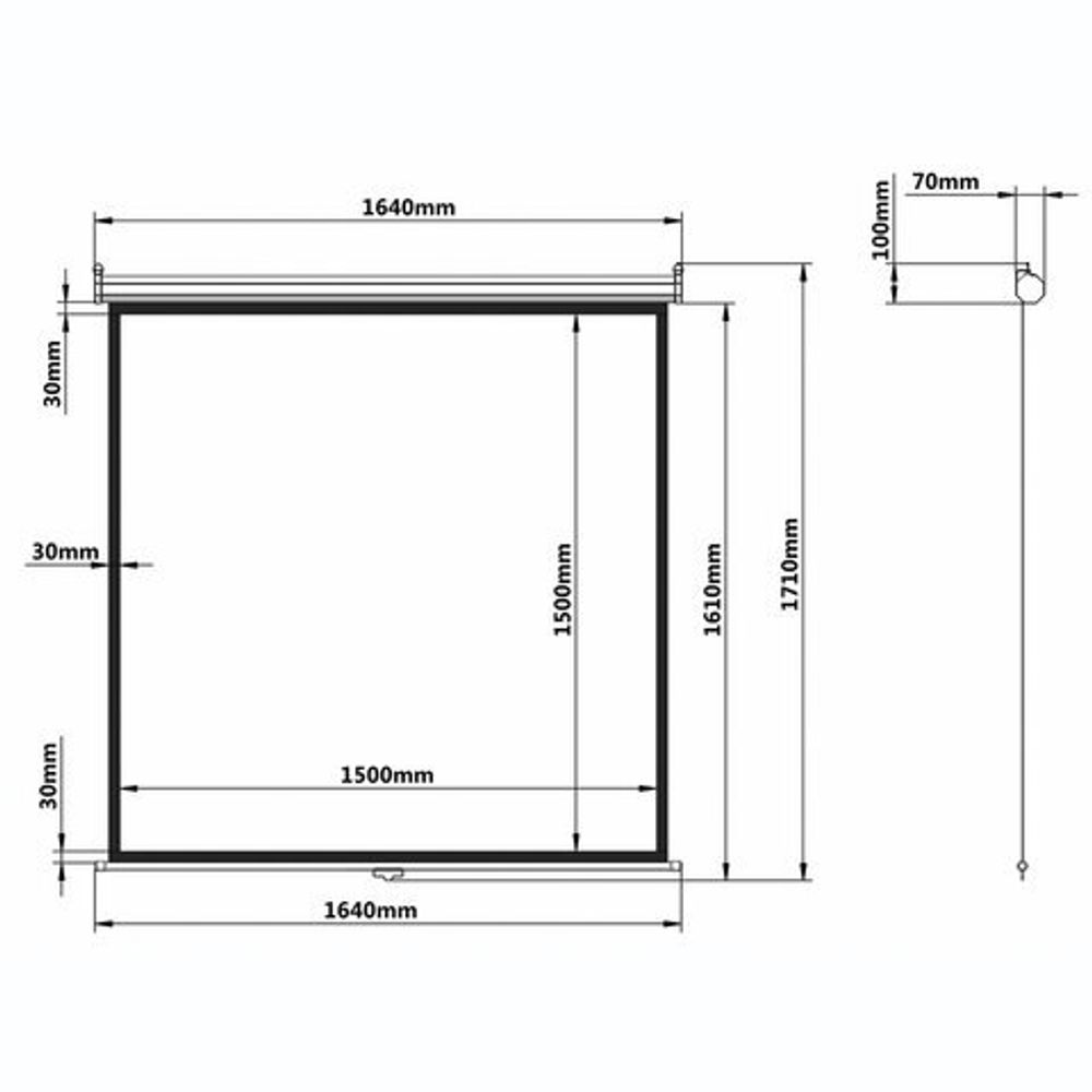 Экран проекционный настенный (150х150 см), матовый, 1:1, BRAUBERG "WALL", 236725