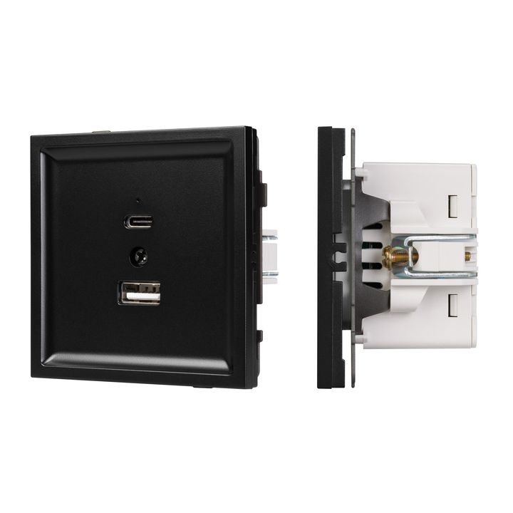 Механизм USB розетки SCT-TENDO-MUAC-PL-BK (5V, 3A, QC3) Arlight 054095