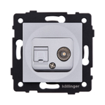 Розетка двойная TV (мама) + RJ45 Cat.6, серый Kollinger REA-012GY для Aspekt, Eleganz, Reflex