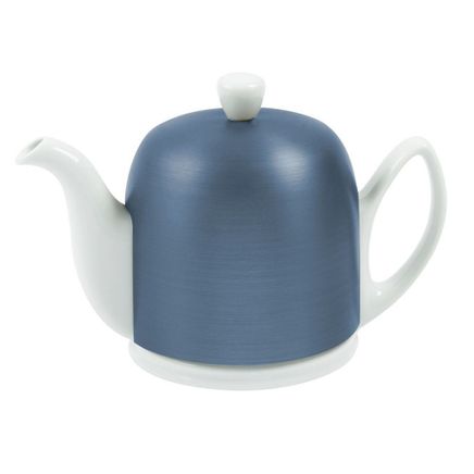Salam White — Фарфоровый заварочный чайник на 4 чашки, с синий алюминиевой крышкой, белый Salam White артикул 225358, DEGRENNE, Франция