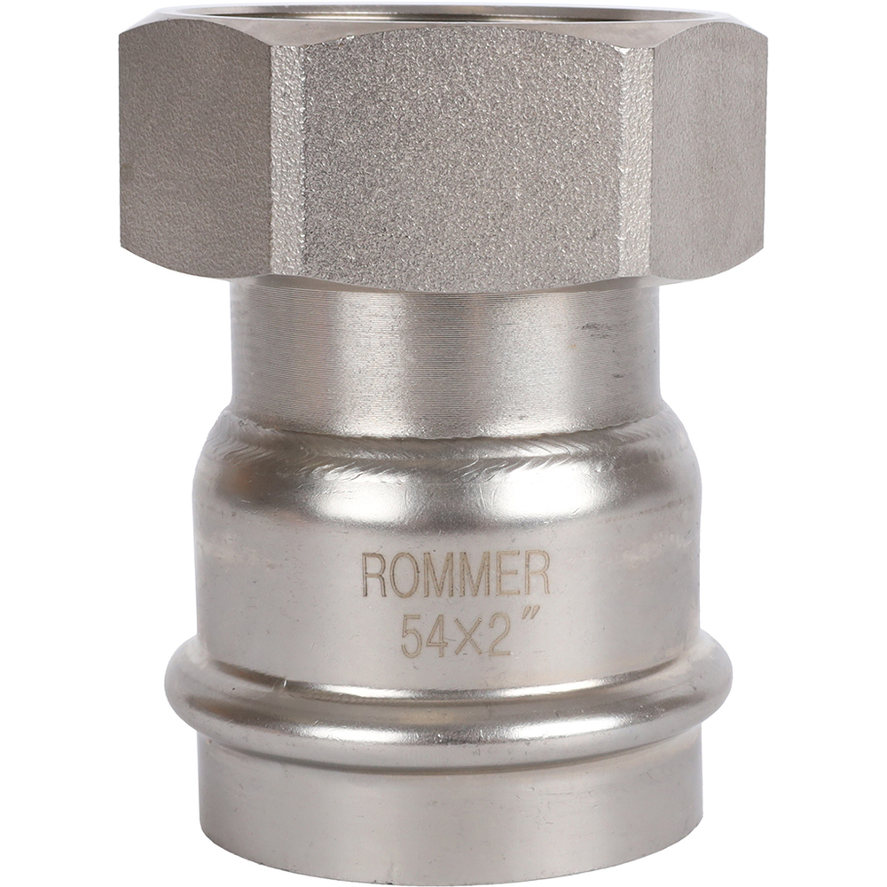 ROMMER Переходник с накидкой гайкой 54x2" из нержавеющей стали прессовой