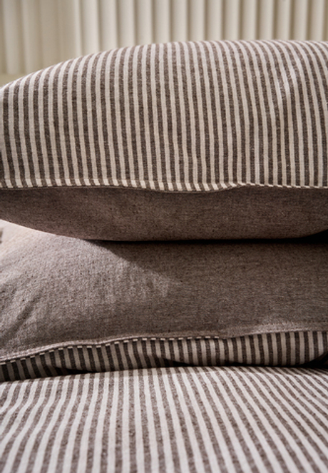 Постельное белье 2 спальное евро Luxberry Лен и Хлопок белое/коричневое