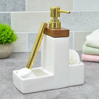 Набор кухонный "Tropical" (диспенсер, губка и щетка), фарфор