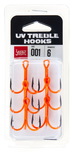 Крючки-тройники Lucky John  Orange UV LJH201 разм.001 6 шт.