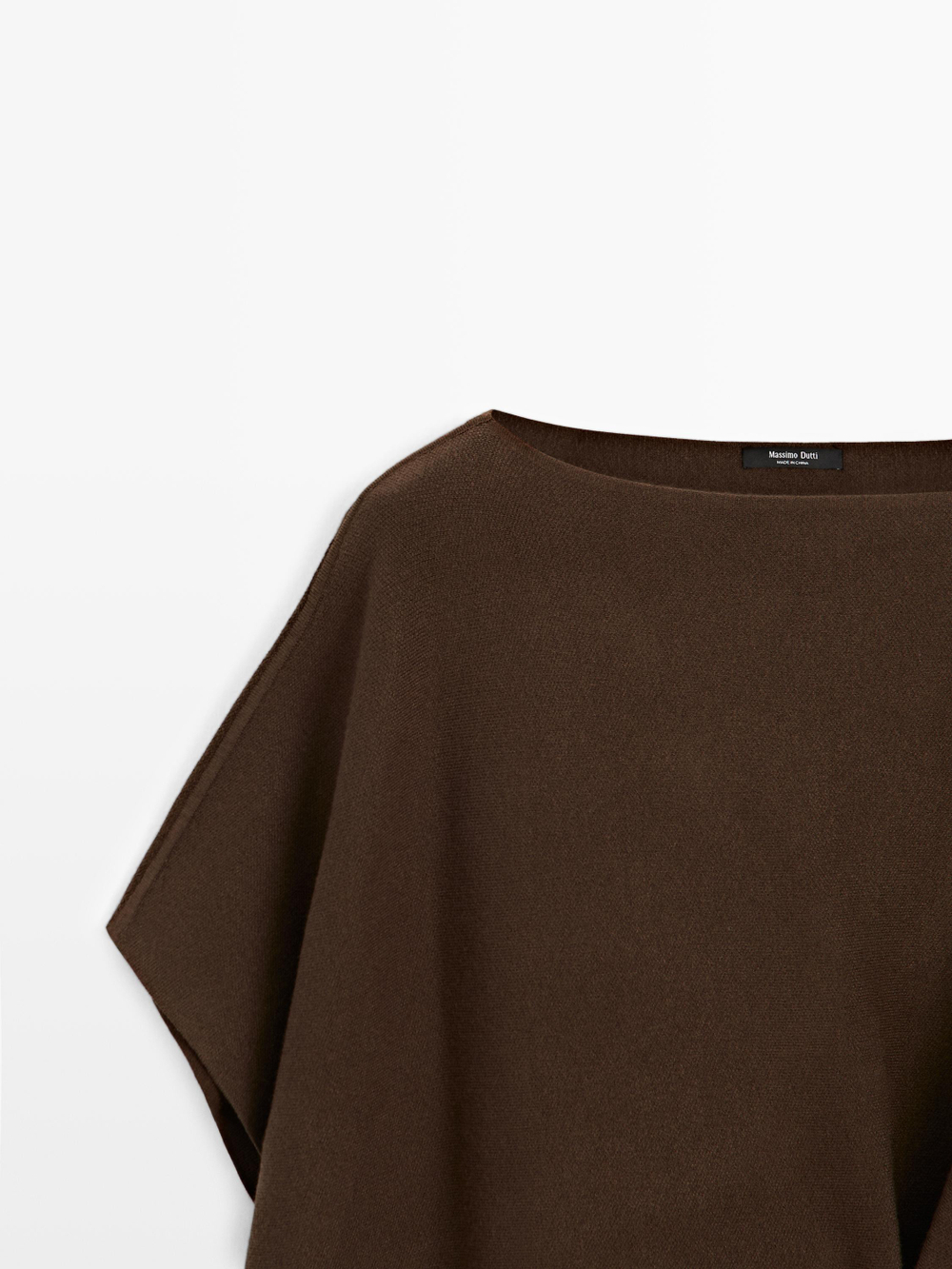 Massimo Dutti Вязаная накидка с брошью, коричневый