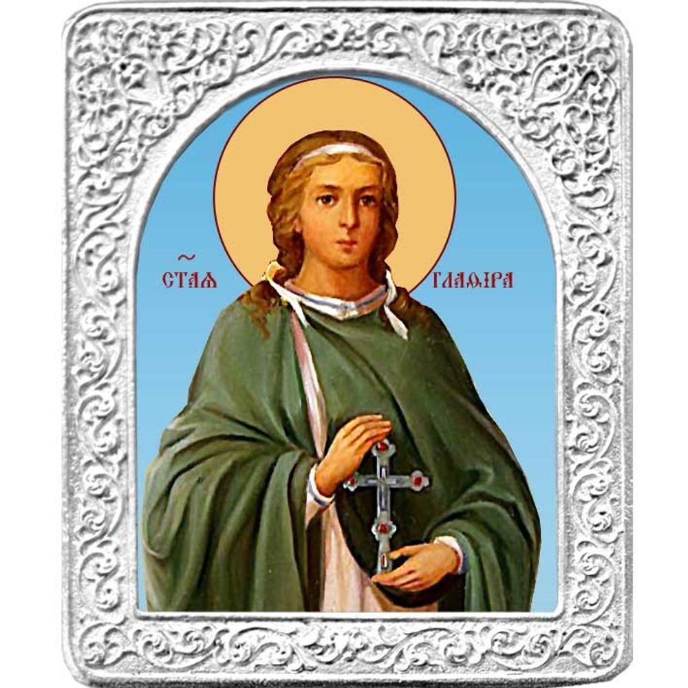Святая Глафира. Маленькая икона в серебряной раме.