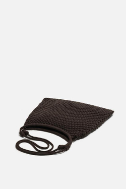 ZARA СУМКА-ШОПЕР МАКРАМЕ, КОРИЧНЕВЫЙ