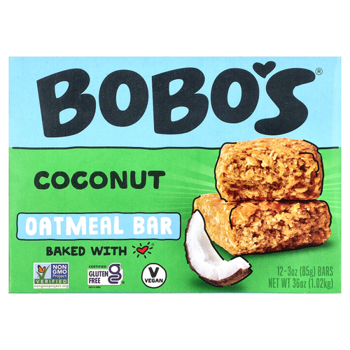 Bobo's Oat Bars, Кокосовые и овсяные батончики, 12 батончиков, 85 г (3 унции)