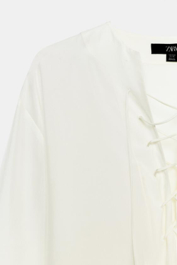 ZARA РУБАШКА ИЗ 100% ШЕЛКА — ZW COLLECTION, ЭКРЮ