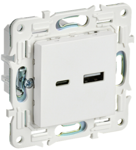 SKANDY Розетка USB A+C 18Вт SK-R13W арктический белый IEK