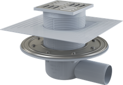 Сливной трап APV1324 105 × 105/50, подводка – боковая, решетка – нержавеющая сталь, фланец –нержавею