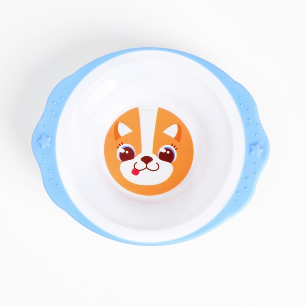 7310960 Набор  детской посуды «Корги», тарелка на присоске 250мл, вилка, ложка