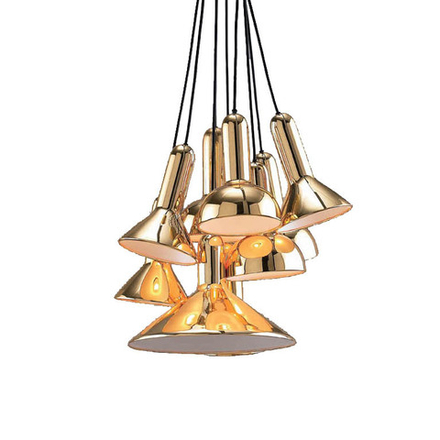 Pendant design lamp  TORCH by Sylvain Willenz (Gold,  10 lampshades)