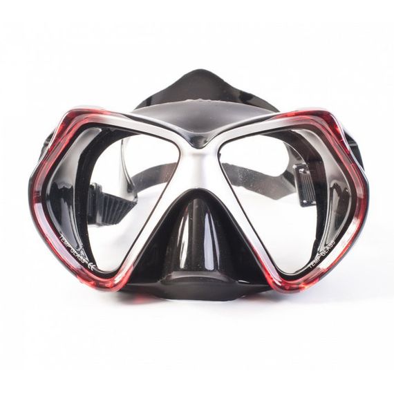 Маска Sargan Ока Черный силикон Черная рамка с красно-серебристой отделкой