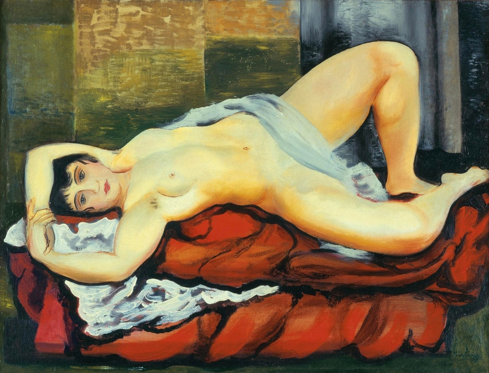 Моисей Кислинг. 1919. Лежащая обнаженная на белой простыне (Reclining Nude On White Sheet). 46 х 61. Холст, масло. Частное собрание.