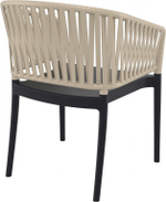 Кресло пластиковое с подушкой Siesta Contract Portofino, черный, бежевый, светло-коричневый