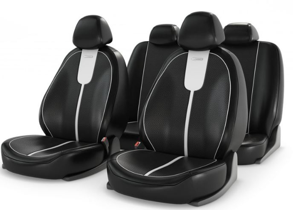 Чехлы на сидения CarFashion «GALS» 11065 - Экокожа -белый/черный/белый