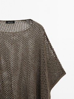 Massimo Dutti Короткая ажурная накидка, коричневый