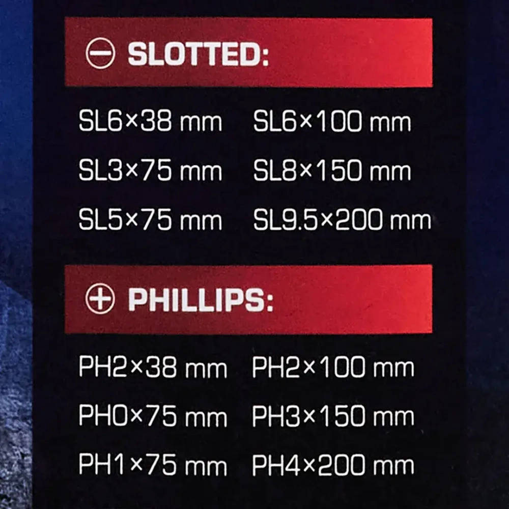 Набор отверток силовых ударных магнитных12пр. (SL: 6.5х38,3х75,5.5х75,6.5х100,8.0х150,10х200мм PH: 2х38,0х75, 1х75, 2х100, 3х150, 4х200мм), в кейсе Forsage F-21310