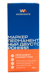 Маркер перманентный Workmate двухсторонний, толщина линии 0,5-1 мм, красный