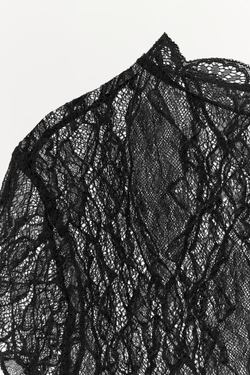 ZARA КРУЖЕВНОЙ КРОП-ТОП, ЧЕРНЫЙ
