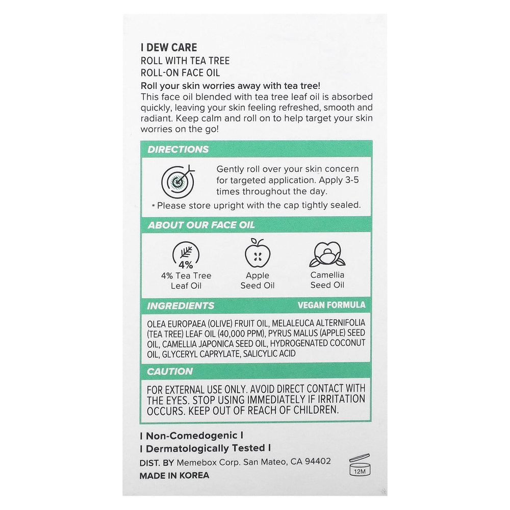 I Dew Care, Шариковое масло для лица с маслом листьев чайного дерева, 11 мл (0,37 жидк. унц.)
