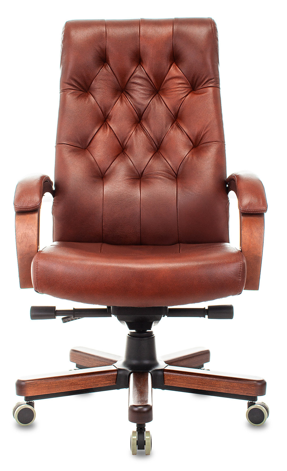 Кресло руководителя Бюрократ T-9928WALNUT, черный, кожа, высок. спинка