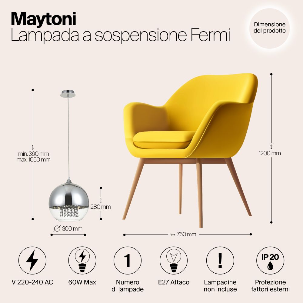 Светильник подвесной Maytoni Fermi P140-PL-170-1-N
