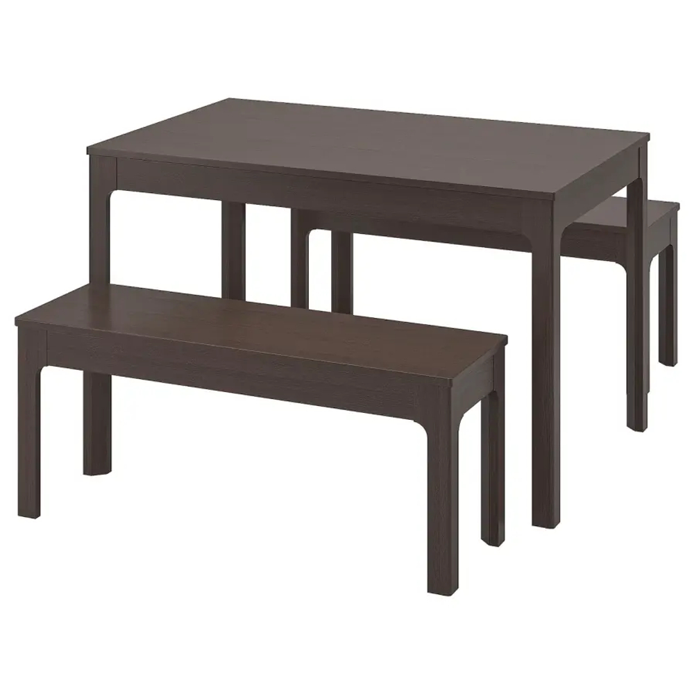 Стол и 2 скамейки - EKEDALEN / EKEDALEN IKEA/ ЭКЕДАЛЕН ИКЕА, 180/120 см, темно-коричневый/темно-коричневый