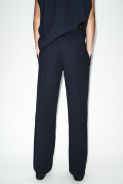 ZARA ПРЯМЫЕ БРЮКИ ИЗ ИНТЕРЛОКА, МОРСКОЙ СИНИЙ