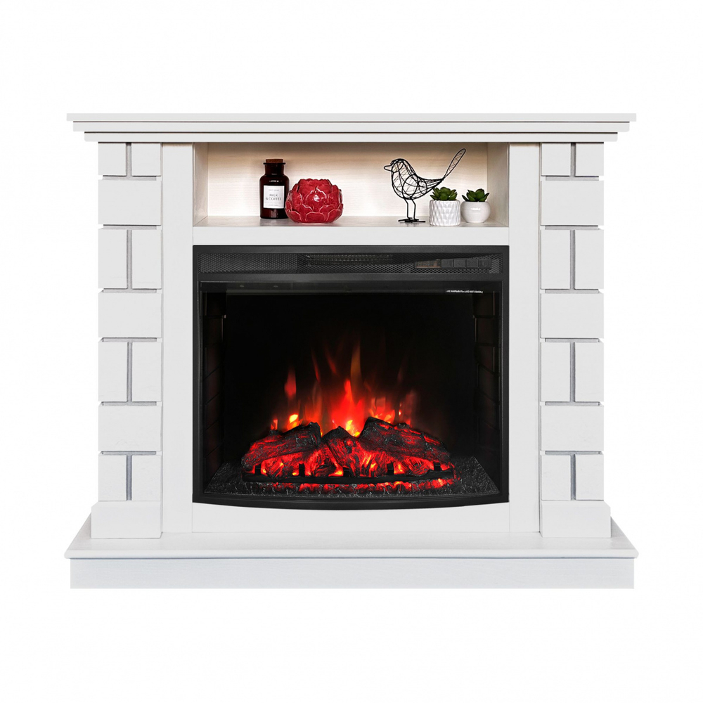 Электрокамин RealFlame Edward WT молочный с очагом Evrika 25,5 LED