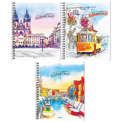 Тетрадь 96л., А5, клетка на гребне ArtSpace "Путешествия. Watercolor city"