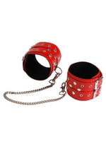 Кожаные оковы на ноги с цепью (красные) (Цвет: красный)