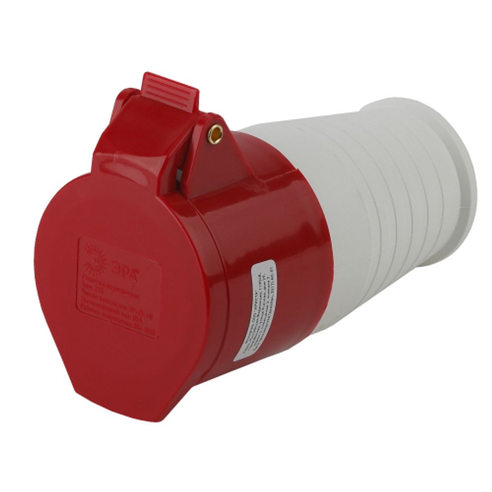 Розетка ЭРА R-16-3P-PE-N-IP44 переносная 215 3Р+РЕ+N 16А 380В IP44 | Силовые разъёмы