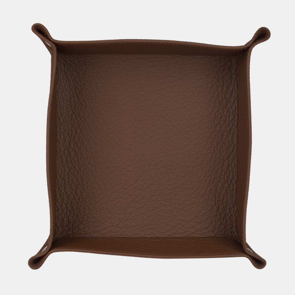 Лоток для мелочей из натуральной кожи теленка, цвета шоколад