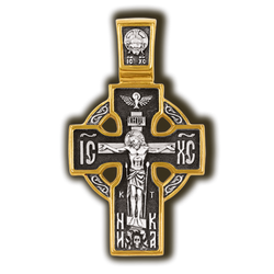 Нательный крестик серебряный в круге.