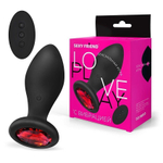 Черная вибровтулка с прозрачным кристаллом и пультом ДУ - 9 см. (Цвет: красный)