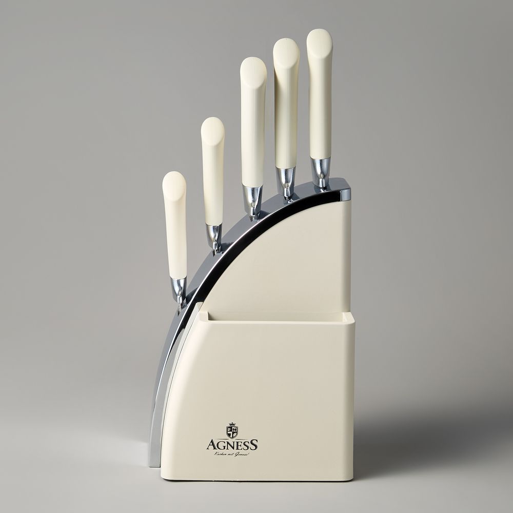 НАБОР НОЖЕЙ AGNESS НА ПЛАСТИКОВОЙ ПОДСТАВКЕ, 6 ПРЕДМЕТОВ
