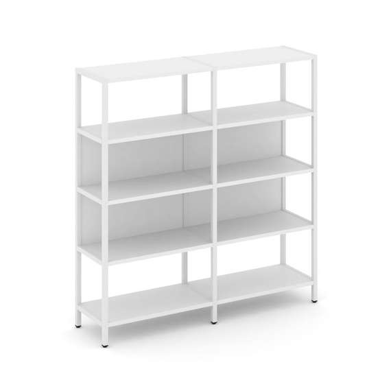 Shelf System Двухсекционный стеллаж четырехярусный SN.STM-421 Белый/Металл Белый 1590*400*1613