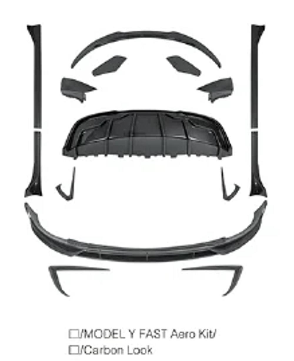 Карбоновый обвес для Tesla Model Y Рестайлинг 2025+ тесла Губа Накладки на бампер Боковые юбки Диффузор