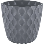 Горшок для цветов пластиковый 2,5л d-17,5см «Wave» с дренажной сеткой и съемным поддоном, вулканический серый