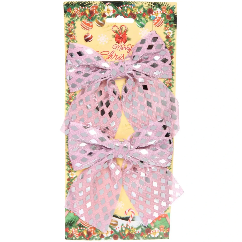 Бант на ёлку «Сказочные переливы» 12*13 см (набор 2 шт), Розовое золото