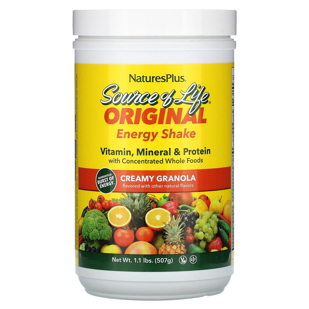 NaturesPlus, Source of Life, Original Energy Shake, кремовая гранола, 507 г (1,1 фунта)