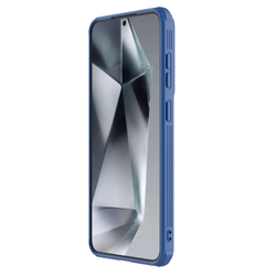 Чехол синего цвета с защитной шторкой для камеры от Nillkin на Samsung Galaxy S25, серия CamShield Pro Case