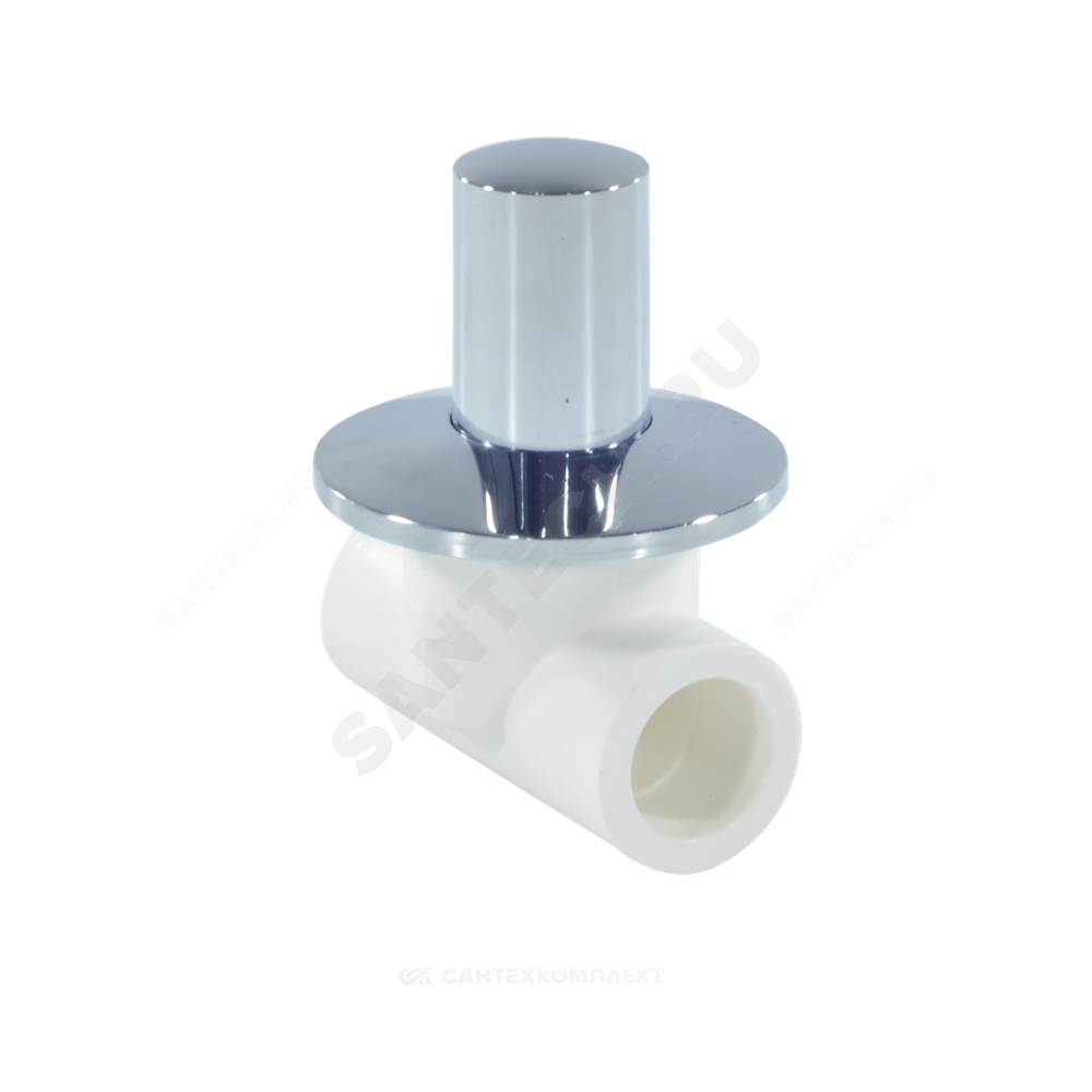 Клапан (вентиль) PP-R запорный белый хромированный Дн 25 Ру25 VALFEX 11154025