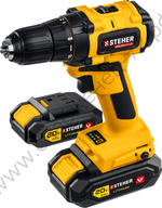 STEHER V1, 20 В, 45 Н·м, 2 АКБ (2 А·ч), бесщеточная дрель-шуруповерт, кейс (CDB-200-2)