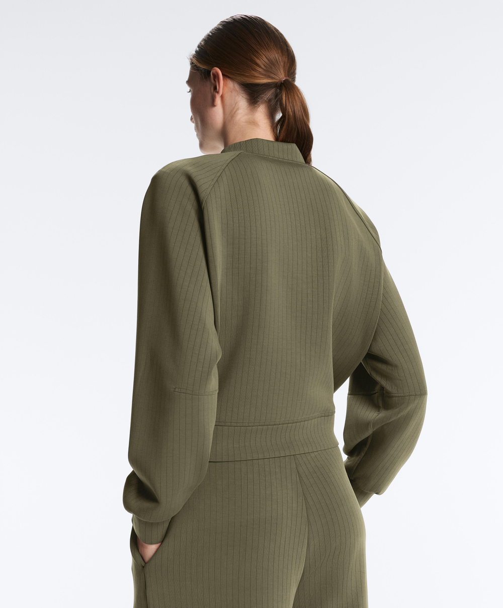 Oysho Куртка-бомбер в полоску, хаки