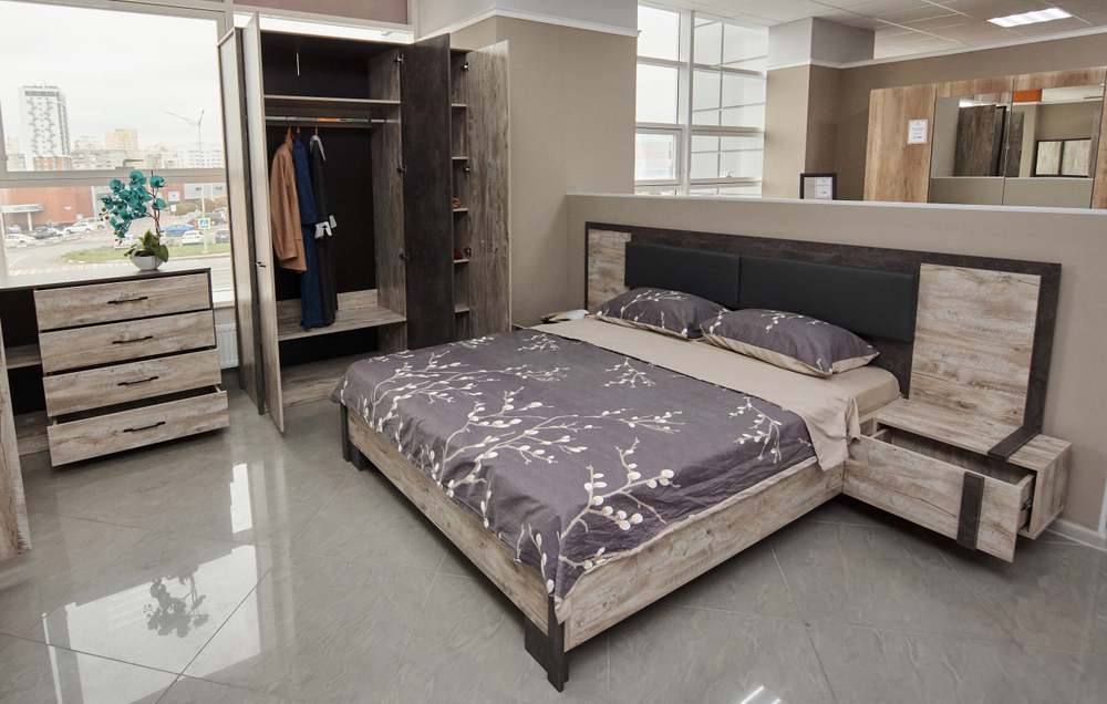 Кровать с настилом Клео Дуб Юкон/Ателье темное 1600